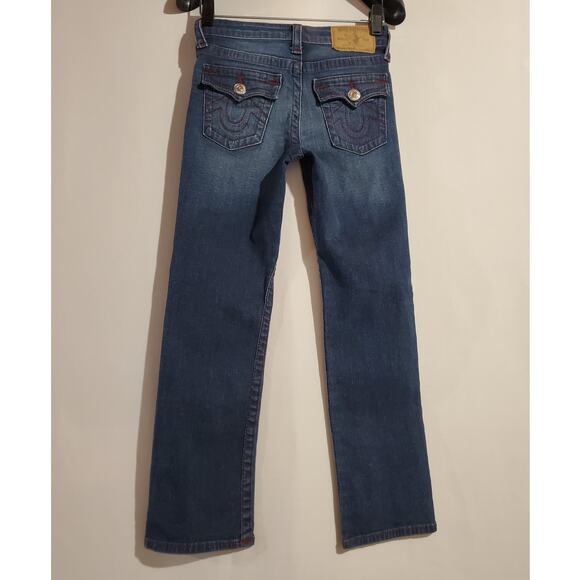 True Religion Kids SE Straight Flap Pocket Dark Wash Jeans Size 8 Youth Unisex - Picture 1 of 9